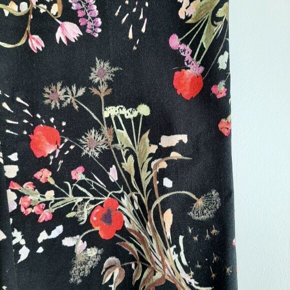 H&M | Cigarette Straight Slim Floral Crop Trousers Black Sz 6 - Picture 5 of 10